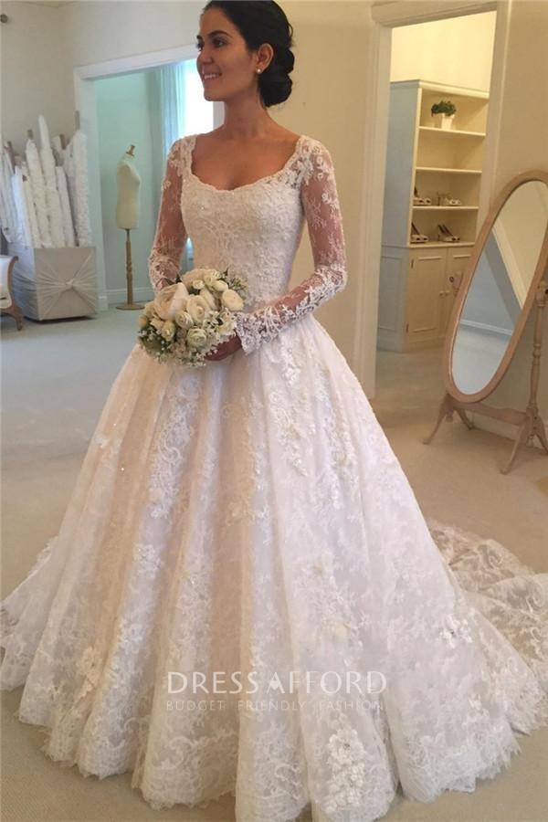 Long Sleeve Ball Gown Wedding Dress 