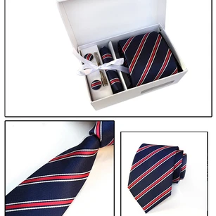Satin Wide Tie and Pocket Square Combo Plus Cufflinks and Tie Clip Set-11 Color Options