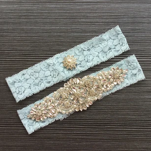 Hot Big Beaded Pearl Lace Elastic Two Piece Garter Within 16-23inch