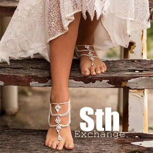Retro Gypsy Ethnic Beach Wedding Diamond Drill Sexy Multi-link Anklet