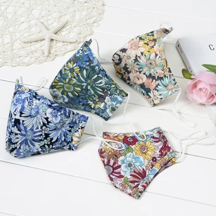 Non-medicial Floral Printed Cotton Washable Face Mask In 4 Colors
