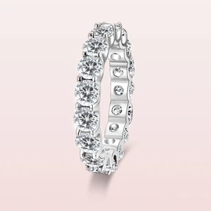 Eternity Round Cut 925 Silver Wedding Rings
