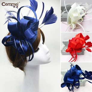 Original Europe And The United States Sapphire Blue Satin Hair Band Hair Band Bridal Wedding Dress Red Headdress