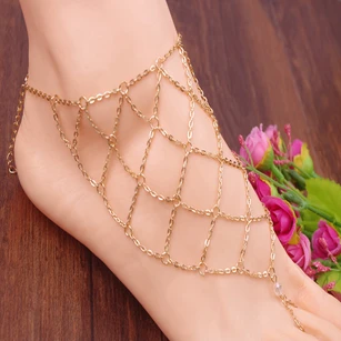 Summer Exaggerated Foot Decorated Diamond Mesh With Anklet 50Cm