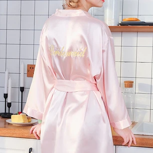 Long Sleeved Embroidery Bride and Bridesmaid Robe