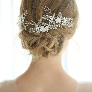 3 Chic Western Style Crystal Leaf Hair Pins 