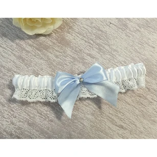 Large Light Blue Bow Lace Elastic Garter Within 16-23inch