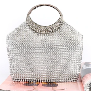 Crystal Clutch with Circle Handle
