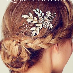 Hand-woven Champagne Color Vine Flower Branches Hair Comb