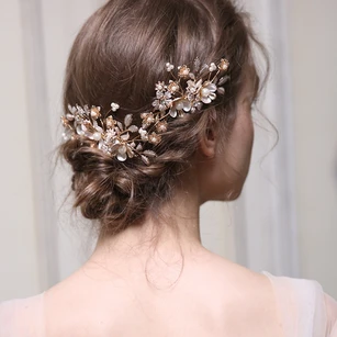 Elegant Vintage Floral Hair Combs with Pearls 