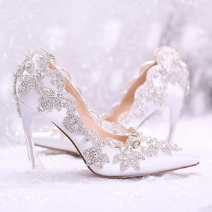Shallow Mouth Crystal prom ball party beaded 9cm highheel wedding shoes