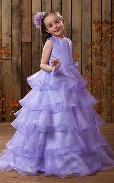 A-Line Layers High-Neckline Charming Flower Girl Dress