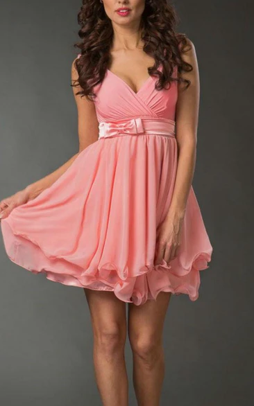 Short Sleeveless Sleeve Chiffon Dress