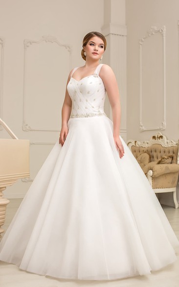 Sleeveless Ruched Rhinestone Floor-Length A-Line Organza Gown