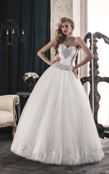 Sweetheart Corset Back Lace Strapped A-Line Tulle Dress