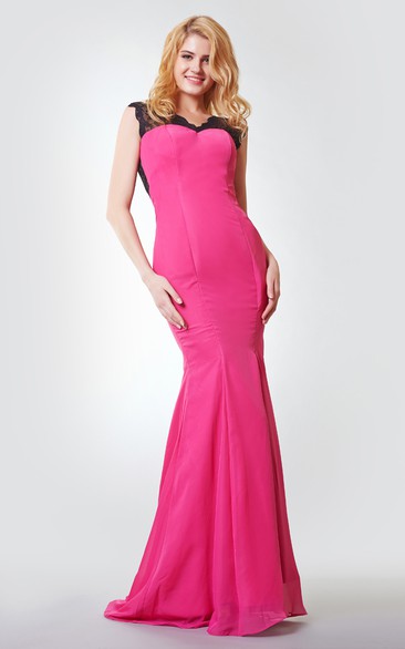 Backless Floor-Length Ruched Criss-Crossed Chiffon A-Line Dress