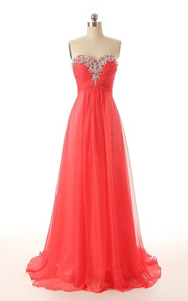 Chiffon Decorated Neck Sweetheart Romantic Gown