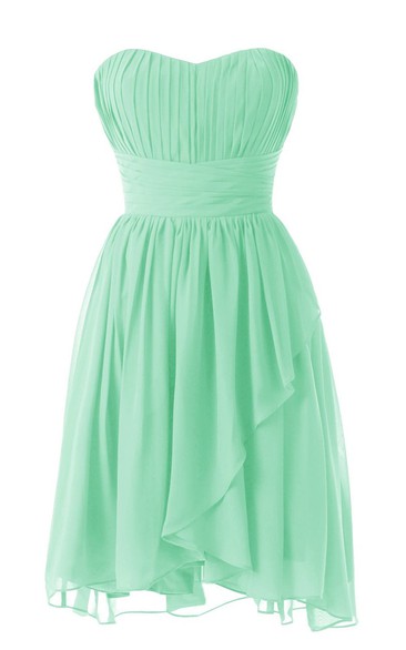 Pleated Ruched Band Sweetheart Strapless Short Dress