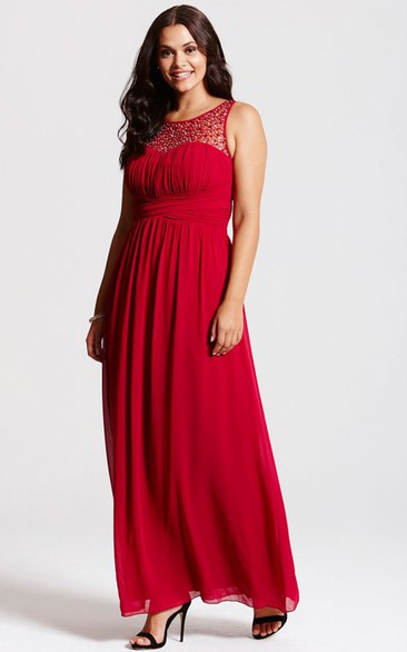 A-Line Bateaud Back Modest Scoop-Neck Gown