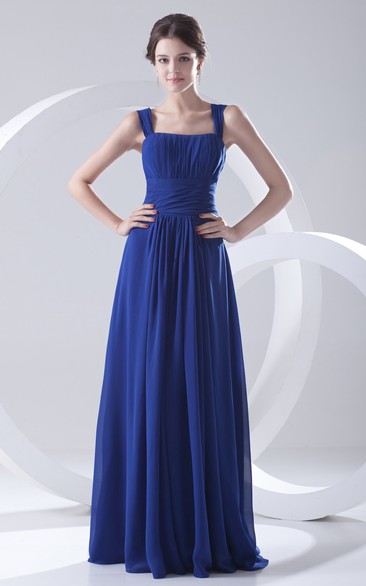 Flowy-Fabric Draping Straps Ethereal Floor-Length Dress