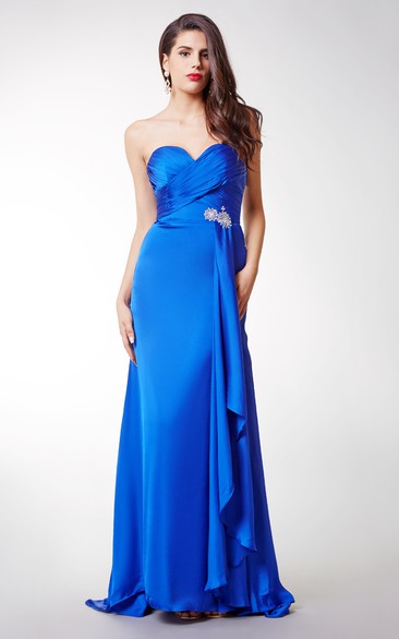 Long Front Draping High-Waist Sweetheart Gown