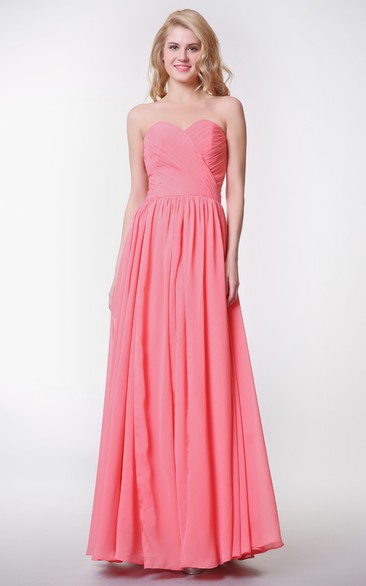 Chiffon Convertible Strapped Pleated Sweetheart Gown