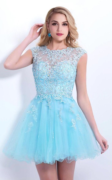 Tulle Lace Appliqued Sleeveless Elegant Dress