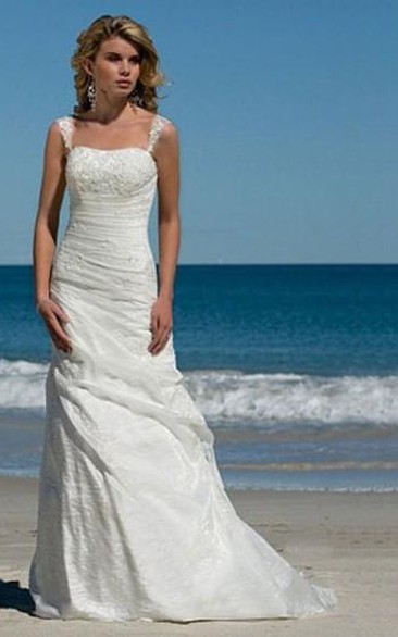 Taffeta Bridal A-Line Simple Wedding Beach Dress