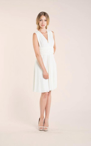 country V-neck Sleeveless Knee-length Dress With bows