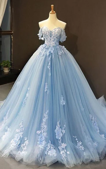 Off-the-shoulder Tulle Sleeveless Floor-length Sweep Train Prom Dress with Pleats
