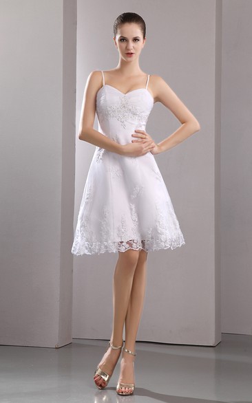 Stunning Embroidery Short Strapped Spaghetti Gown
