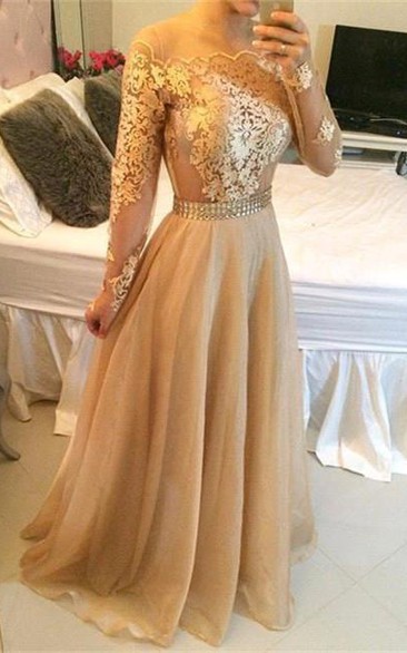 Stunning Long Sleeve A-Line Prom Dresses Long Women's Evening Party Gowns