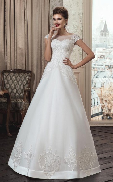 Tulle Illusion Wedding Strapped A-Line Lace Gown