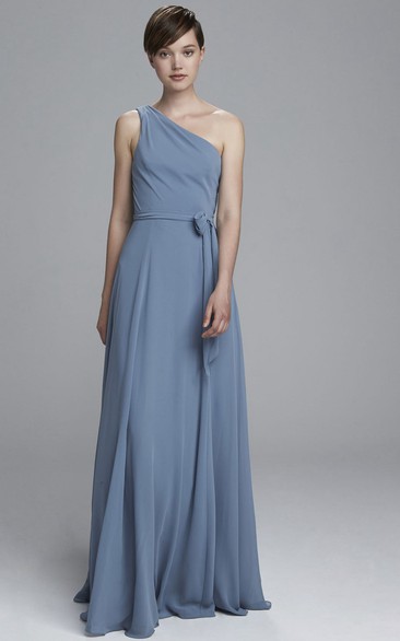 One-shoulder Chiffon Strapless Dress With Pleats