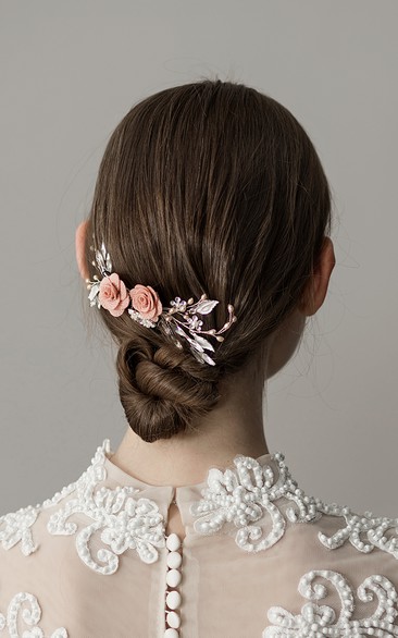 Forest Style Chic Rhinestone Hair Combs with Flowers