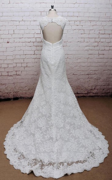 Wedding High-Waist Open Back V-Neckline Classic Gown