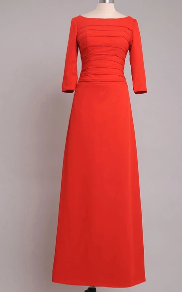 Chiffon Short-Sleeves A-Line Bateau-Neck Floor-Length Dress