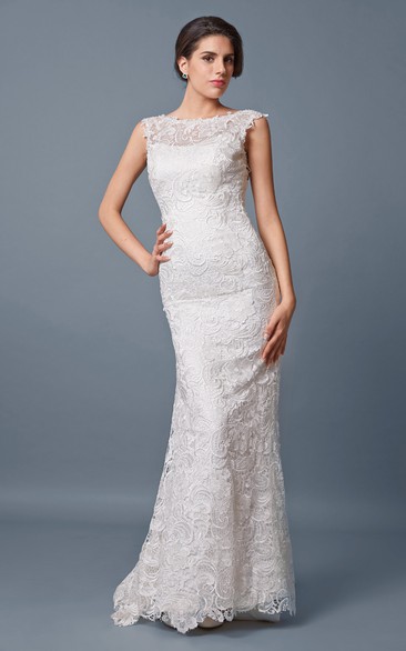 Lace Floor-Length Fit-And-Flare Backless Wedding Long Gown