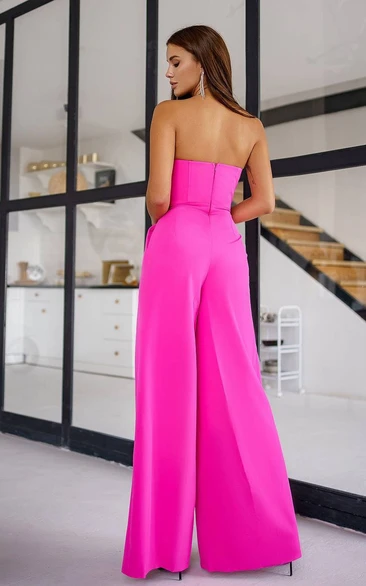 Raspberry Pink Sleeveless Wide Leg for cocktail party Formal Jumpsuit for Women