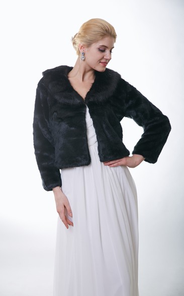 Faux Fur Bridal Jacket With Long Sleeves