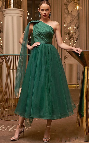 Simple Satin A Line Ankle-length Sleeveless Prom Dress with Ruching