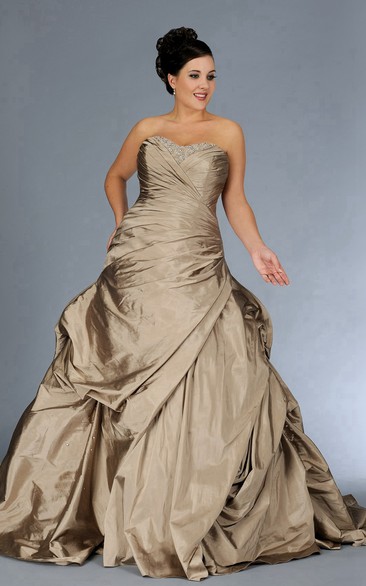 Sweetheart Criss-cross Pick Up Taffeta Ball Gown With Beading And Corset Back