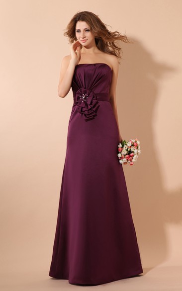 Satin Ruched Ruffle Floor-Length Magnificent Gown