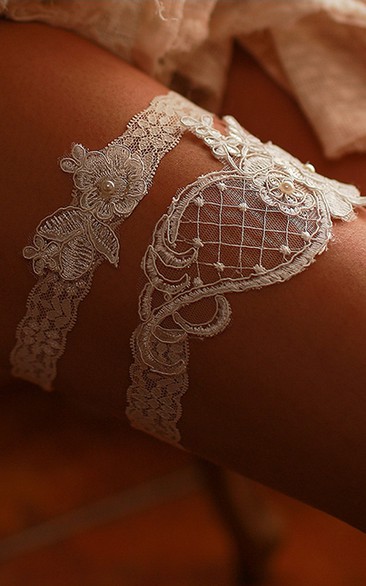 Handmade Beaded Sexy Two-piece Lace Elastic Garter Within 16-23inch