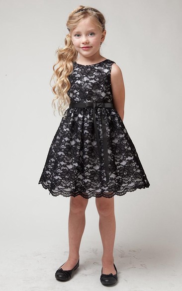 Layered Short-Midi Slit Lace Flower Girl Dress