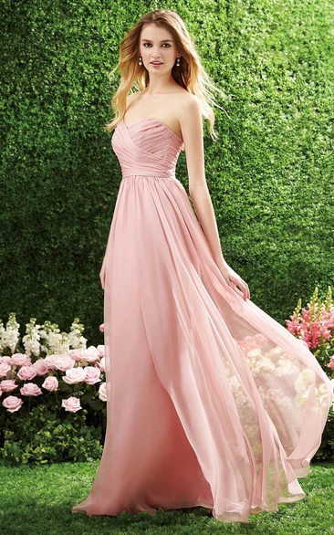 Sweetheart Criss cross Chiffon Bridesmaid Dress With Zipper