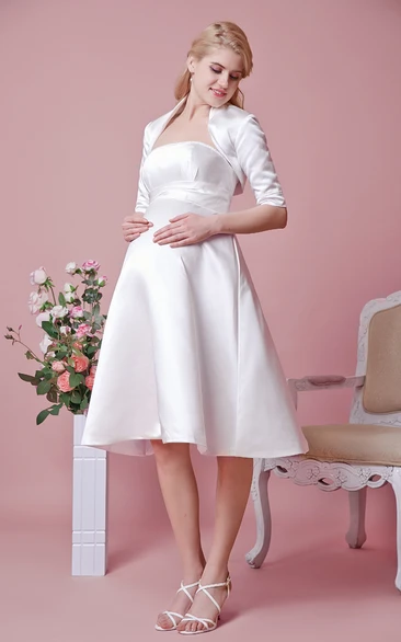 Satin Removable Jacket Strapless Elegant Dress