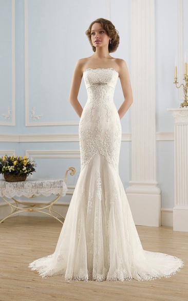 Sleeveless Appliqued Tulle Rhinestone Long Mermaid Lace Gown