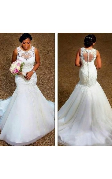 Jewel Organza Lace  Sleeveless Wedding Gown