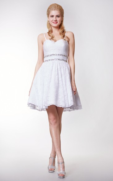 Short Lace Removable Straps Sweetheart Gorgeous Dress